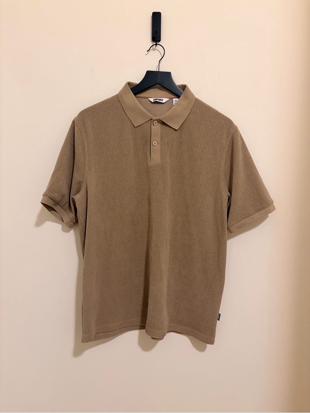 DKNY Men's Tan Textured Short-Sleeve Polo